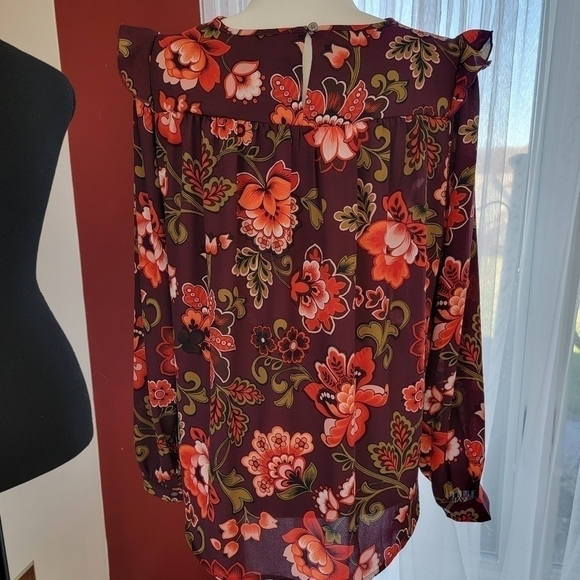 Euc LOFT Floral Sheer Blouse Size Small - Picture 3 of 11